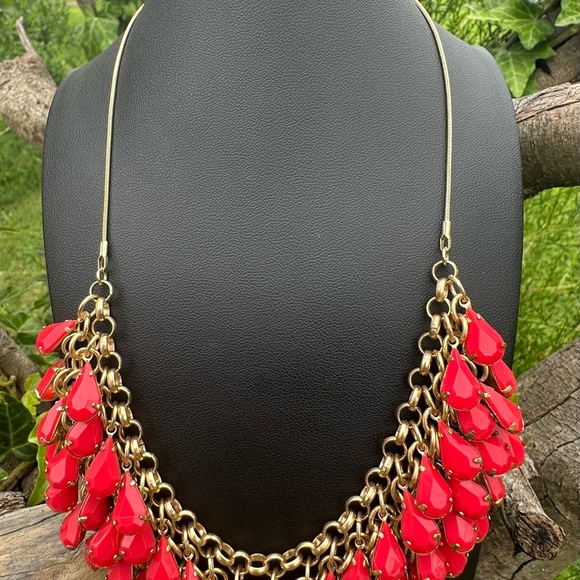Gold and Red Teardrop Necklace - Picture 3 of 5